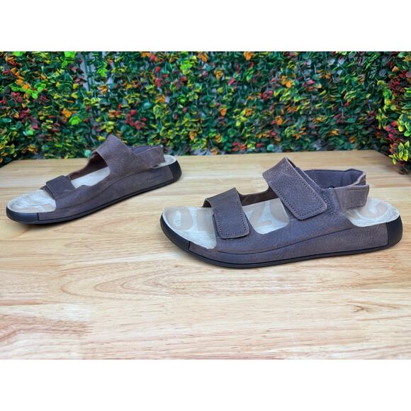Ecco Cozmo‎ Nubuck Leather Sandals Shoes Hook and Loop Brown Mens 12-12.5 46 EUC - Picture 4 of 10